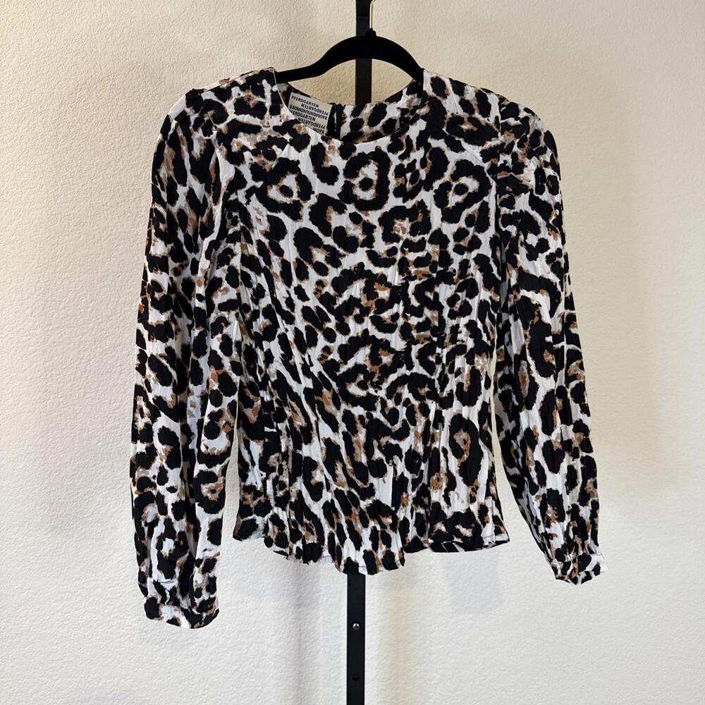 Baum Und Pferdgarten Womens Textured Animal Print Blouse Size 38 / US 8 (MED)